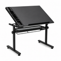 Table à dessin inclinable et réglable en hauteur 90 × 60 cm | Bureau de dessin en métal noir avec rangements intégrés et panier de stockage