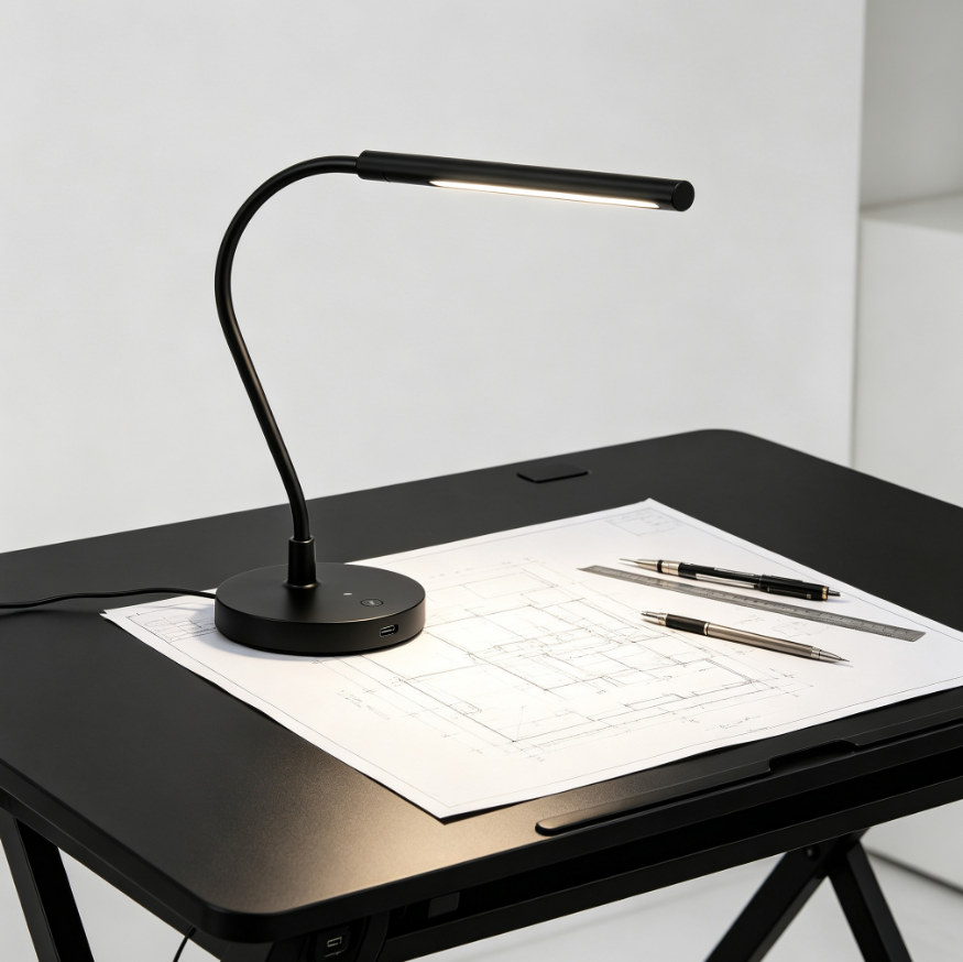 Lampe de dessin LED réglable col de cygne | Lampe de bureau noire, lumière neutre sans scintillement