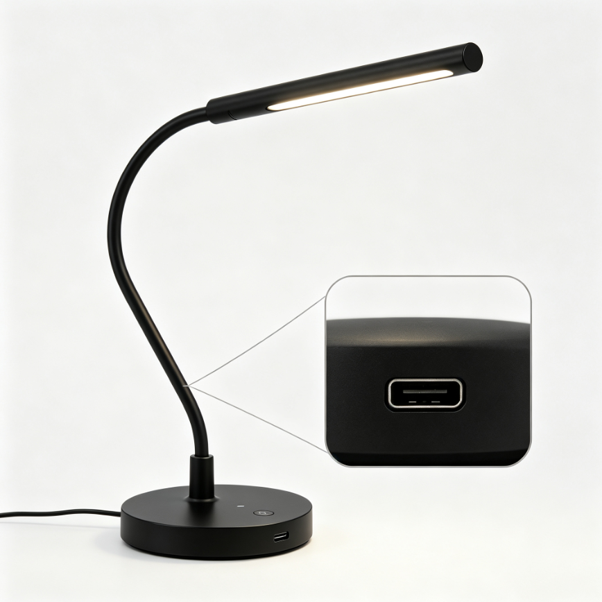 Lampe de dessin LED réglable col de cygne | Lampe de bureau noire, lumière neutre sans scintillement