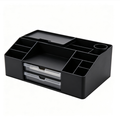 Boîte de rangement pour outils de dessin, organiseur de bureau noir avec tiroirs transparents