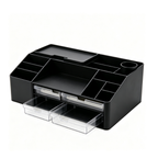 Boîte de rangement pour outils de dessin, organiseur de bureau noir avec tiroirs transparents
