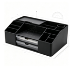 Boîte de rangement pour outils de dessin, organiseur de bureau noir avec tiroirs transparents