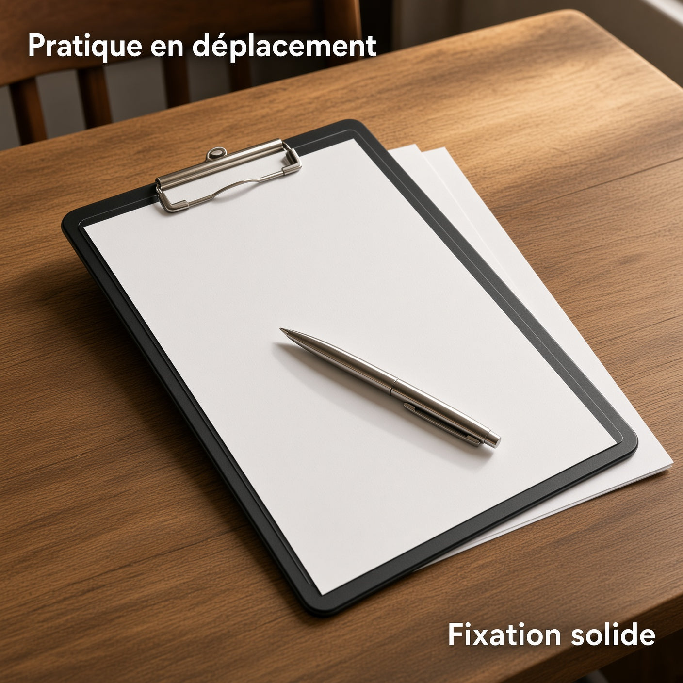 Porte-plan rigide A4 avec pince métallique, planche à dessin noire pour croquis sur site et travail en déplacement