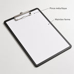 Porte-plan rigide A4 avec pince métallique, planche à dessin noire pour croquis sur site et travail en déplacement
