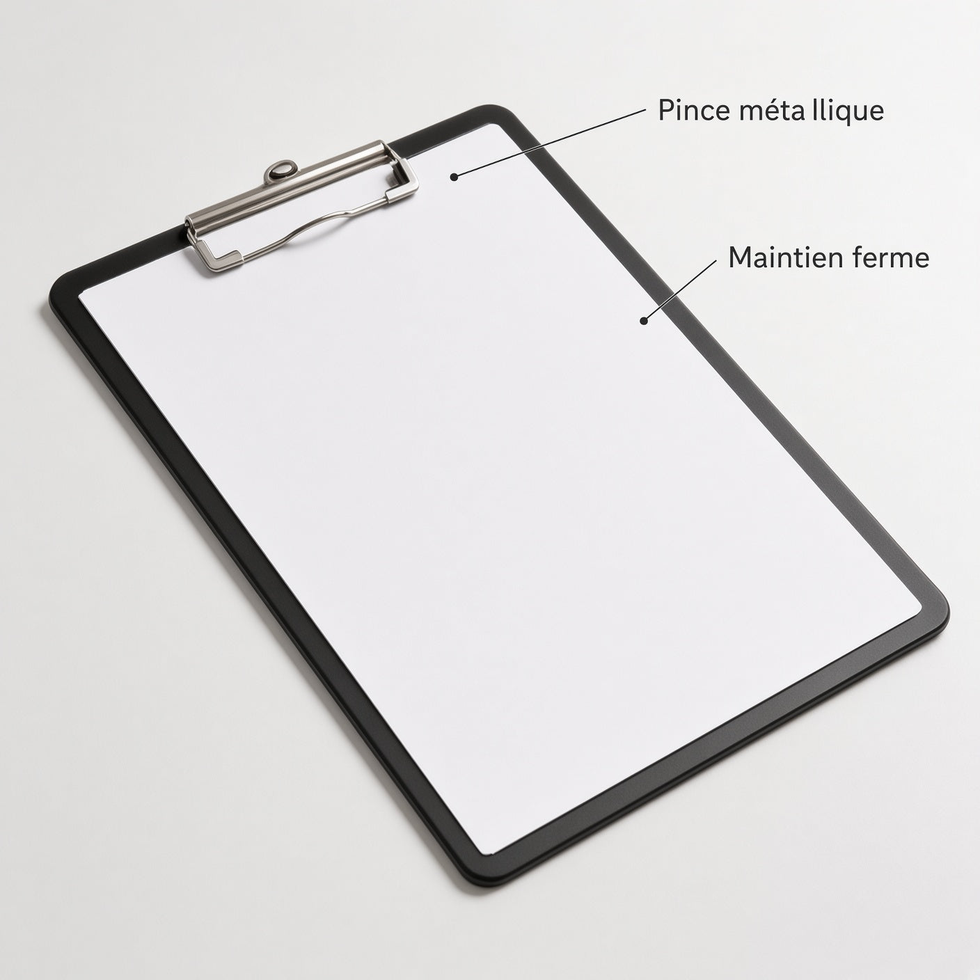 Porte-plan rigide A4 avec pince métallique, planche à dessin noire pour croquis sur site et travail en déplacement