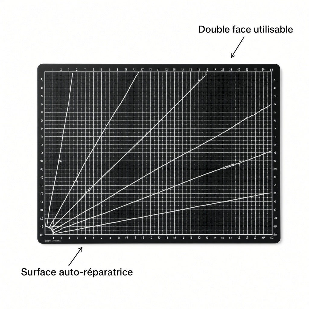 Tapis de découpe A4 auto-réparateur double face, grille de mesure, pour dessin technique et bureau