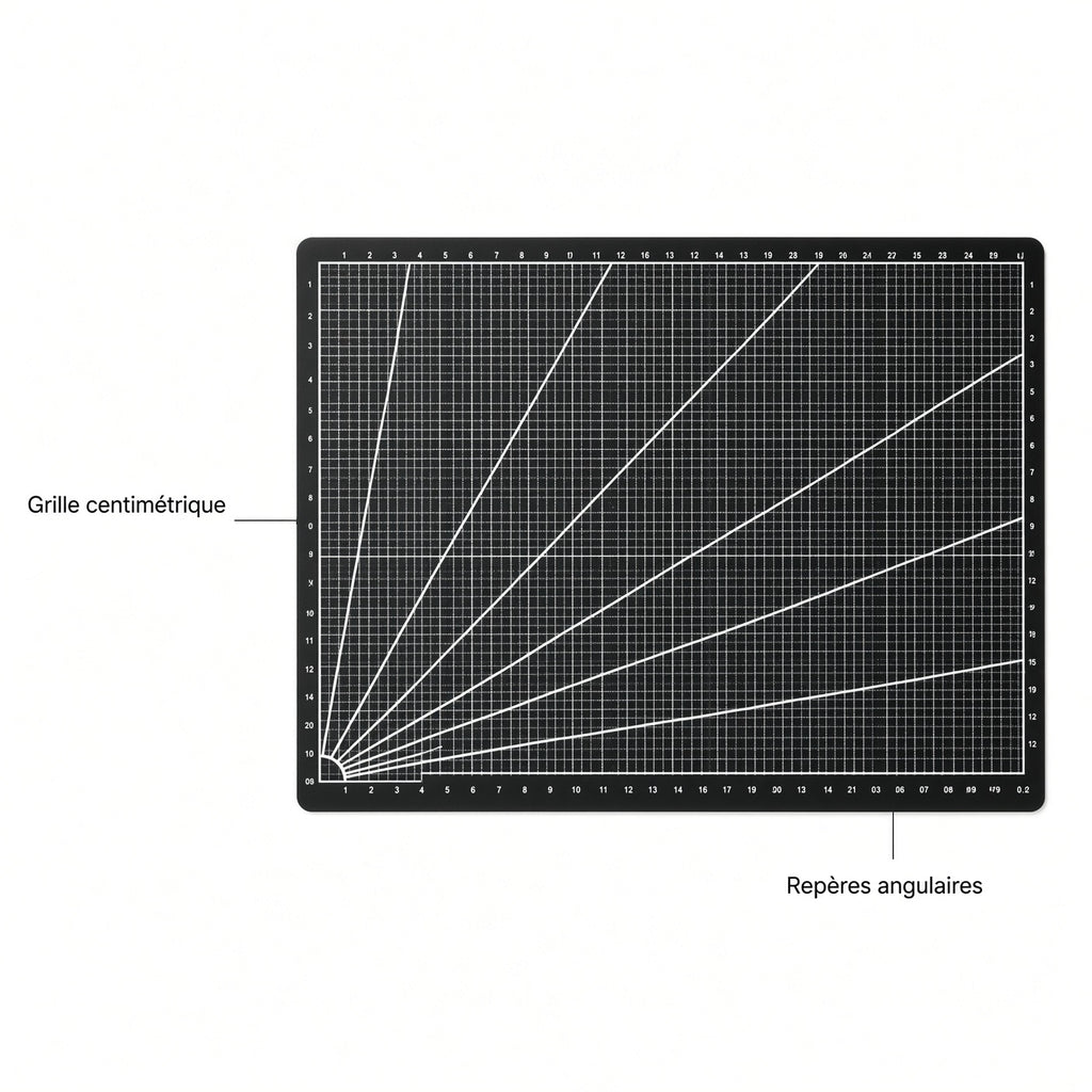 Tapis de découpe A4 auto-réparateur double face, grille de mesure, pour dessin technique et bureau