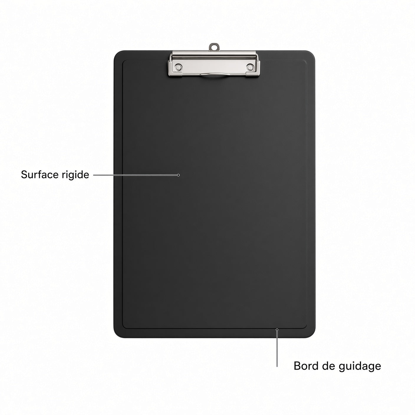 Porte-plan rigide A4 avec pince métallique, planche à dessin noire pour croquis sur site et travail en déplacement