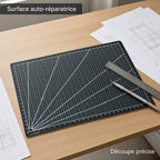 Tapis de découpe A4 auto-réparateur double face, grille de mesure, pour dessin technique et bureau