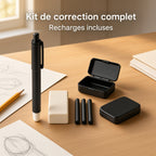 Kit gommes de dessin technique précision, gomme stylo + gomme bloc + recharges, pour architecture et croquis